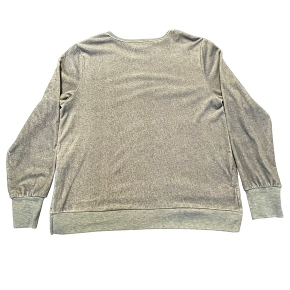 Kate Spade New York Gray Velour Long Sleeve "All Is Bright" Sweatshirt - Size M - Picture 2 of 7
